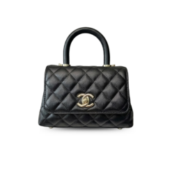 Chanel Classic Flap Bag Mini Crossbody 7.5in/ 19cm Black Gold Hardware For Women