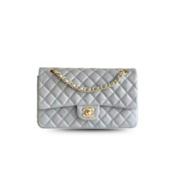 Chanel Classic Medium Crossbody Bag 10.2in/ 26cm Grey Gold Hardware For Women A01112