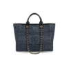 Chanel Deauville Tote Bag 15in/ 38cm Black/Dark Blue Gold Hardware For Women A66941