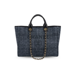 Chanel Deauville Tote Bag 15in/ 38cm Black/Dark Blue Gold Hardware For Women A66941