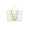 Chanel Deauville Tote Bag 15in/ 38cm Beige Tweed Canvas Gold Hardware For Women