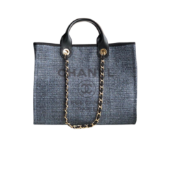 Chanel Deauville Tote Bag 15in/ 38cm Dust Blue Gold Hardware For Women A66941