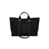 Chanel Large Deauville Pearl Tote Bag 15in/ 38cm Black Silver Hardware For Women A66941