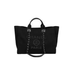 Chanel Large Deauville Pearl Tote Bag 15in/ 38cm Black Silver Hardware For Women A66941