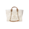 Chanel Large Deauville Pearl Tote Bag 15in/ 38cm White Gold Hardware For Women A66941