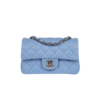 Chanel Flap Bag Mini Crossbody 7.5in/ 19cm Light Blue Gold Hardware For Women
