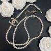 Chanel Pearl Letter Chain Necklace White For Women