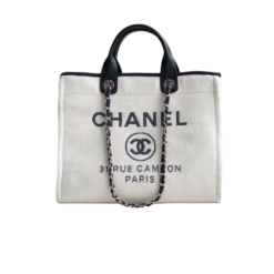 Chanel Shopping Small Tote Bag 15.2in/ 39cm White Silver Hardware For Women AS3257