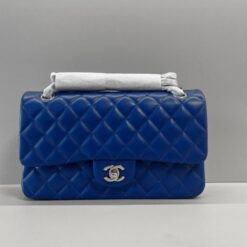 Alternative view of Chanel Classic Double Flap Bag Medium Crossbody 10.2in/26cm Navy Blue Silver Hardware For Women A01112