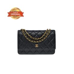 [True-to-ORIGINAL] Chanel CO-CO Classic Wallet On Chain 19cm/7.5in Gold Toned Hardware For Women Black