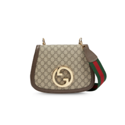 Gucci Blondie Medium Shoulder Bag 11.4in/ 29cm Beige/ Ebony GG Supreme Canvas Gold Hardware For Women ‎699210 96IWG 8745