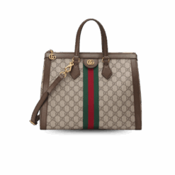 Gucci Ophidia Medium Top Handle Bag 13in/ 33cm Beige/Ebony Supreme Canvas Gold Hardware For Women 524537 K05NB 8745