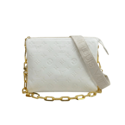 Louis Vuitton Coussin PM Shoulder Bag 10.2in/ 26cm Monogram-Embossed Cream Gold Hardware For Women M57793