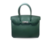 Hermes Birkin 30 Top Handle Bag 11.8in/ 30cm Togo Dark Green Silver Hardware For Women