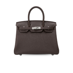 Hermes Birkin 30 Top Handle Bag 11.8in/ 30cm Togo Dark Grey Silver Hardware For Women