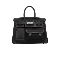 Hermes Birkin Cargo 35 Top Handle Bag 13.8in/ 35cm Black Silver Hardware For Women