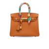 Hermes Birkin Top Handle Bag 11.8in/ 30cm Orange Semi Handstitched Gold Hardware For Women
