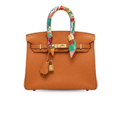 Hermes Birkin Top Handle Bag 11.8in/ 30cm Orange Semi Handstitched Gold Hardware For Women