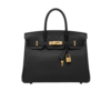 Hermes Birkin Top Handle Bag 12in/ 30cm Black Gold Hardware For Women