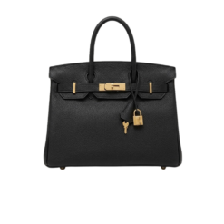 Hermes Birkin Top Handle Bag 12in/ 30cm Black Gold Hardware For Women
