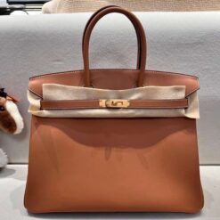 Alternative view of Hermes Brikin 35 Top Handle Bag 13.8in/ 35cm Brown Gold Hardware For Women