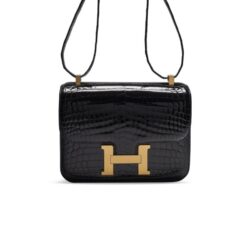 Hermes Constance 23 Pattern Crocodile Black For Women, Women’s Handbags, Shoulder Bag 9in/23cm