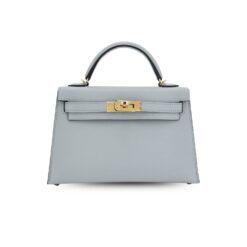 Hermes Mini Kelly Light Blue For Women Gold Toned Hardware 7.5in/19cm