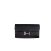 Hermes Constance Togo Long Wallet 20cm/7.9in Silver Toned Hardware For Women Black