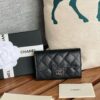 Chanel Classic Card Holder Silver Black For Women, Women’s Wallet 4.5in/11.5cm