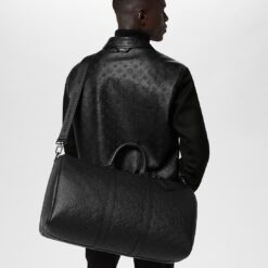 Alternative view of [True-to-ORIGINAL] Louis Vuitton Keepall Bandouliere 50 Travel Bag 19.7in/ 50cm Black Monogram Shadow Matte Black Hardware M44810