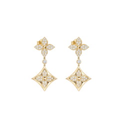 Louis Vuitton Diamond Floral Earrings Gold For Women