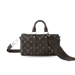 Louis Vuitton Keepall Bandouliere 25 Travel Bag 9.8in/ 25cm Black Silver Hardware For Men M11595