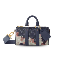 Louis Vuitton Keepall Bandouliere 25 Travel Bag 9.8in/ 25cm Ink Blue Monogram Bleach Gold Hardware For Men M46804