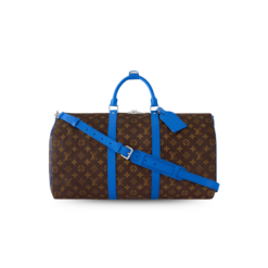 Louis Vuitton Keepall Bandouliere 50 Travel Bag 19.7in/ 50cm Brown/ Blue Silver Hardware M46772