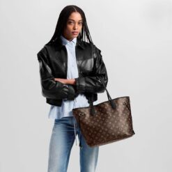 Alternative view of [True-to-ORIGINAL] Louis Vuitton Neverfull Inside Out MM Tote Bag 2.2in/ 31cm Black Gold Hardware For Women M11946