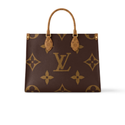 Louis Vuitton OnTheGo MM Tote Bag 13.8in/ 35cm Monogram Reverse Canvas Gold Hardware For Women M45321