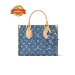 [True-to-ORIGINAL] Louis Vuitton OnTheGo PM Denim Blue For Women 9.8in/25cm M14633