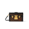 Louis Vuitton Petite Malle Crossbody Bag 7.9in/ 20cm Monogram Black Gold Hardware For Women M45943