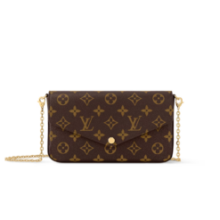 Louis Vuitton Pochette Felicie Shoulder Bag 8.3in/ 21cm Fuchsia Monogram Canvas Gold Hardware For Women M81896
