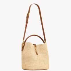 Alternative view of [True-to-ORIGINAL] Saint Laurent Le 37 In Woven Raffia And Vegetable-Tanned Beige For Women 9.8 Inches/ 25 Cm 773991GAAD72080