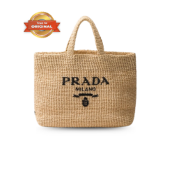 [True-to-ORIGINAL] Prada Crochet Tote Bag 15.7in/ 40cm Beige‎ For Women 1BG392_2A2T_F0018_V_OOL