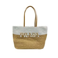 Prada Raffia Tote Bag Beige For Women 15in/38cm 1BG442_2DJS_F0N86_V_OOO