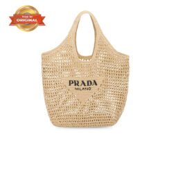 [True-to-ORIGINAL] Prada Raffia Tote Bag Beige For Women 1BG424_2A2T_F0018_V_OOO – 20.1 Inches / 51 Cm
