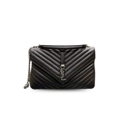 Saint Laurent College Large Chain Bag Black With Silver TonedHardware For Women 12.6in/32cm YSL 600278BRM041000