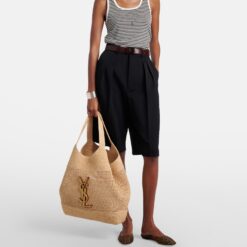 Alternative view of Saint Laurent Icare Tote Bag 21.7in/ 55cm Beige Raffia Bronze Hardware For Women 772191GAAEK2063