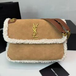 Alternative view of Saint Laurent Taupe Shearling Medium Niki Bag Brown For Women, Women’s Bags 8.66in/22cm YSL‎
