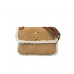Saint Laurent Taupe Shearling Medium Niki Bag Brown For Women, Women’s Bags 8.66in/22cm YSL‎