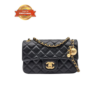 [True-to-ORIGINAL] Chanel Flap Bag With CC Ball On Strap Small Crossbody 7.8in/ 20cm Black Gold Hardware For Women AS1787