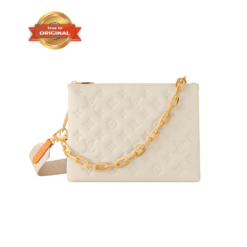 [True-to-ORIGINAL] Louis Vuitton Coussin PM Shoulder Bag 10.2in/ 26cm Monogram-Embossed Cream Gold Hardware For Women M57793