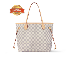 [True-to-ORIGINAL] Louis Vuitton Neverfull MM Tote Bag 12.2in/ 31cm Beige Bag Damier Azur Gold-Hardware For Women N41361